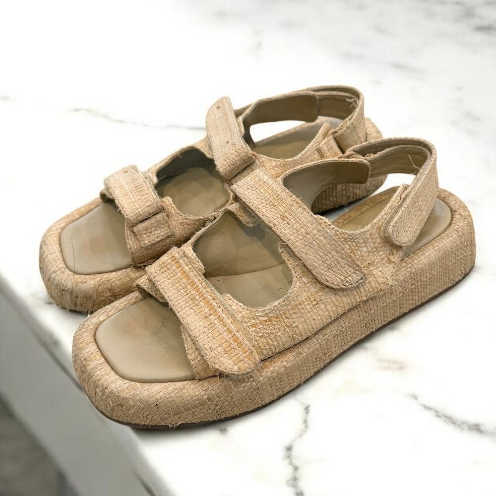 Loeffler Randall Women's Size 9 Blaise Platform Sandal in Natural Color